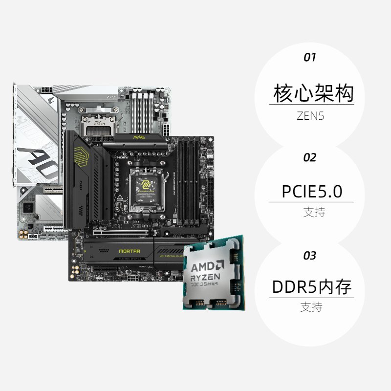 AMD锐龙R5 9600X/R7 9700X CPU套装：游戏与生产力的完美搭档！