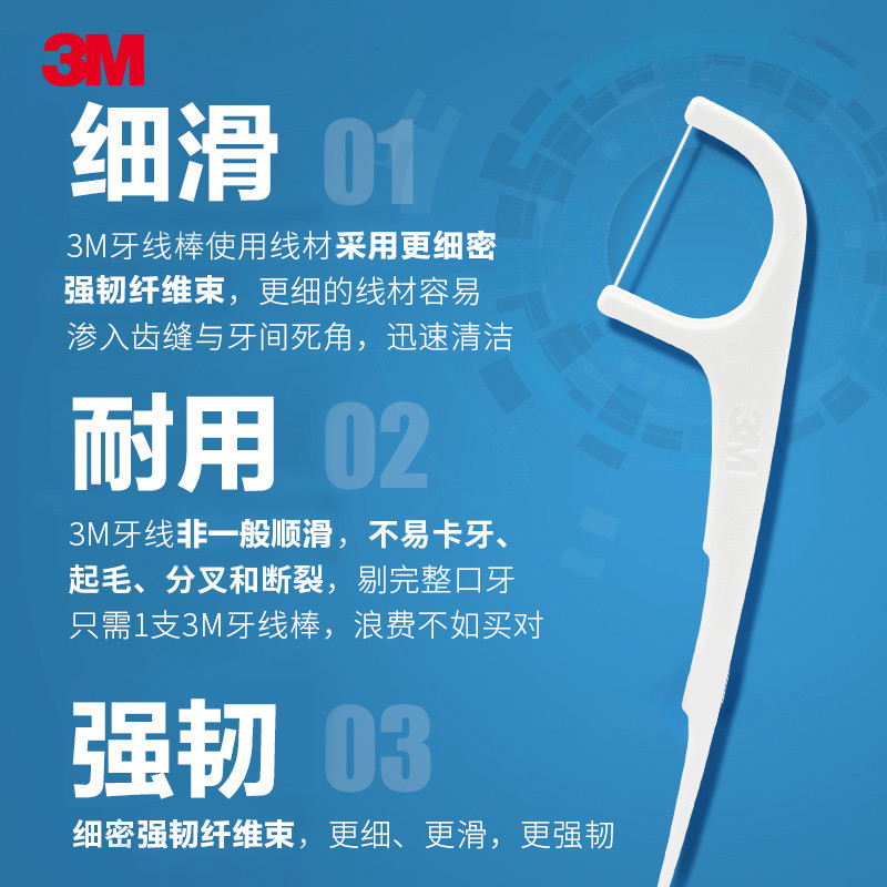 3M牙线棒家庭装：150支超值装，便携收纳盒加持，口腔清洁新体验！✨