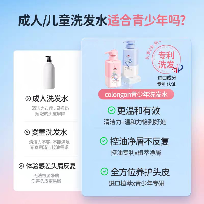 colongon进口青少年洗发水：解决青春烦恼，让你清爽一整天！