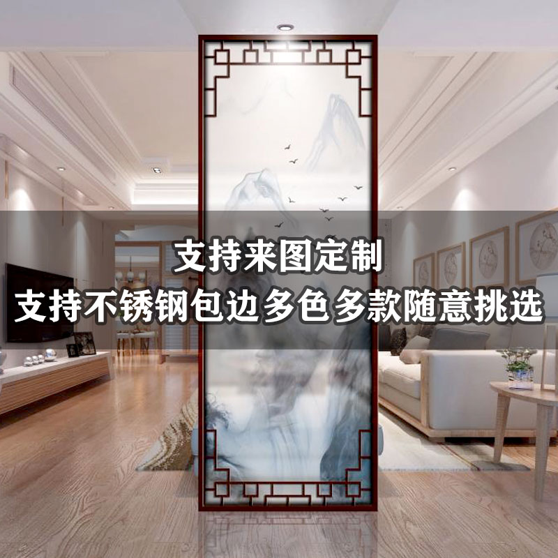 双层钢化山水画夹娟夹丝玻璃：酒店级淋浴房艺术推拉门，定制你的浴室新美学！
