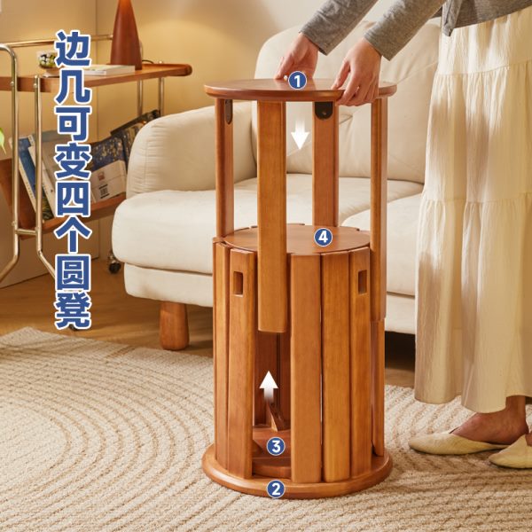 实木圆凳子茶几可叠放组合凳：堆叠艺术，让家更宽敞！