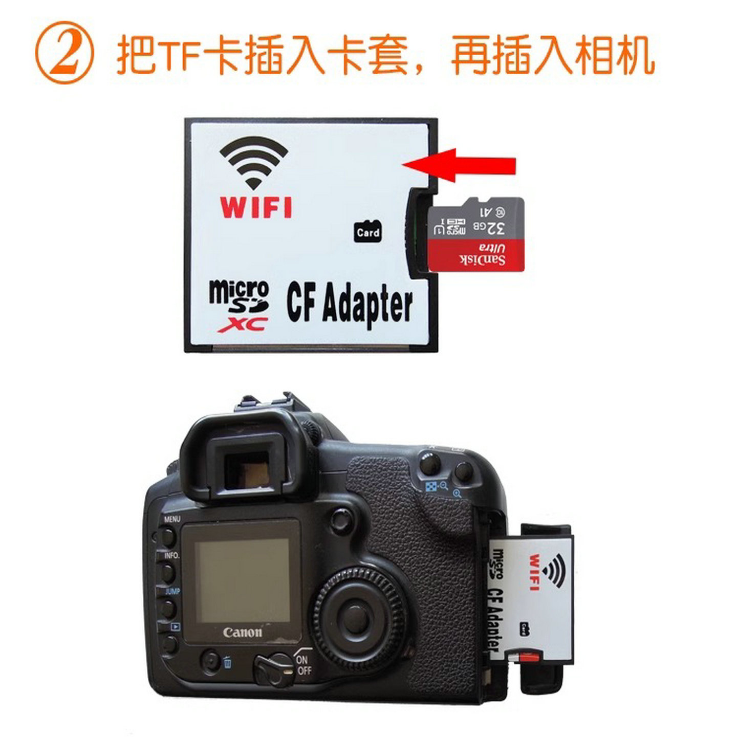 佳能尼康MicroSD转CF卡套：解锁单反相机存储新方式，64GB容量大升级！