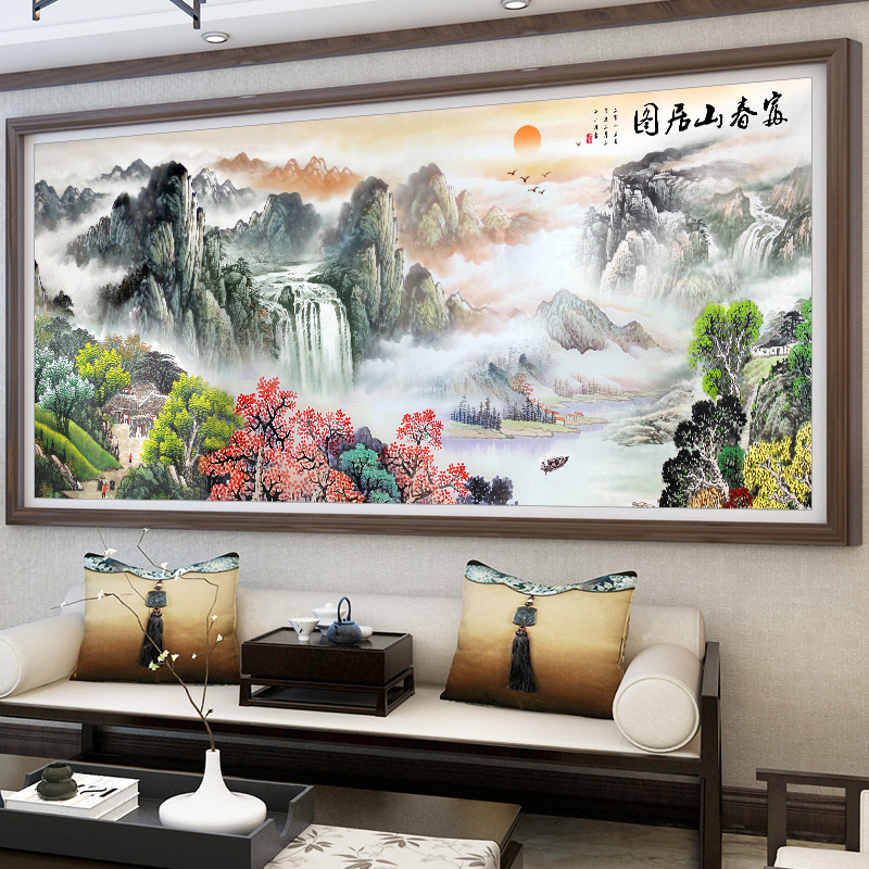 珠绣十字绣全珠子绣富春山居图：打造客厅的艺术焦点，你准备好了吗？