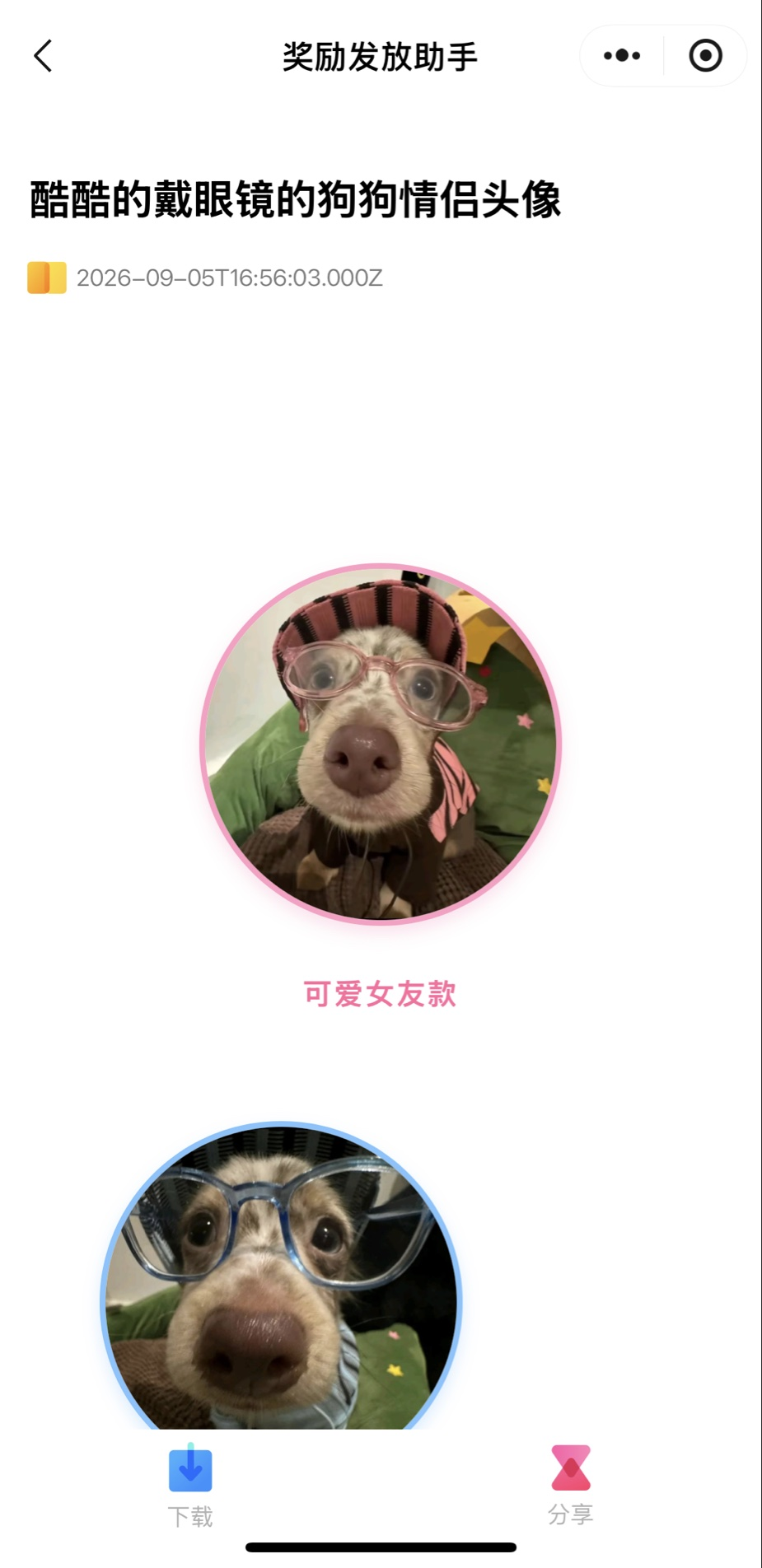 奖励发放助手小程序「资源详情」页：展示一份资源的标题、说明与相关信息