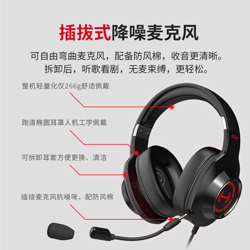 漫步者台式电脑耳机麦克风二合一：CSGO游戏直播主播神器，有线带给你稳稳的幸福！