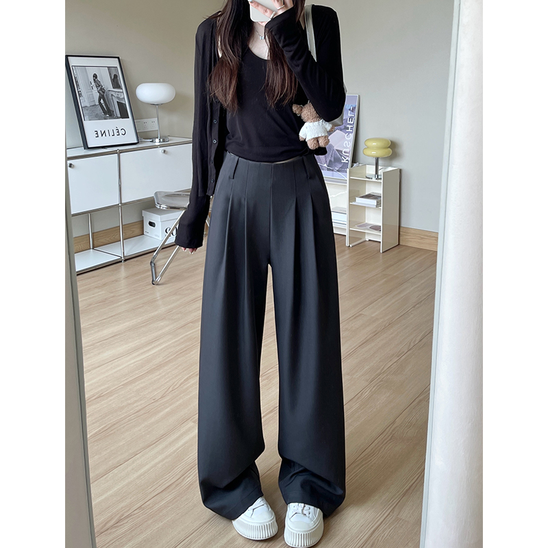 533#高级感灰色直筒垂感西装裤：小个子女生的春天救星，高腰阔腿长裤的秘密武器