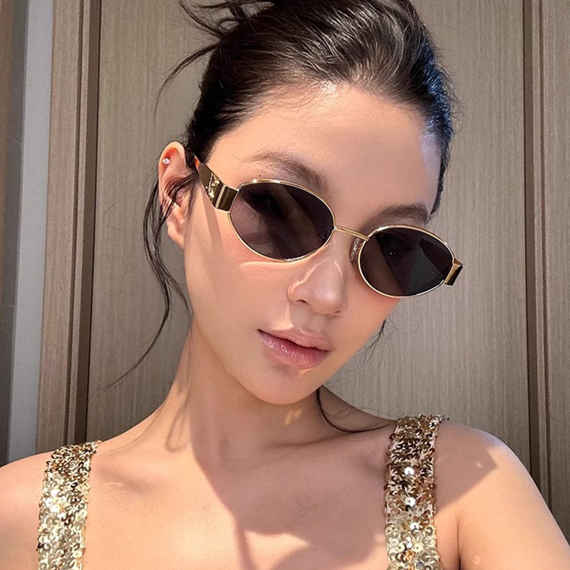 欧美金属椭圆墨镜：高级感潮流眼镜，防晒又百搭！