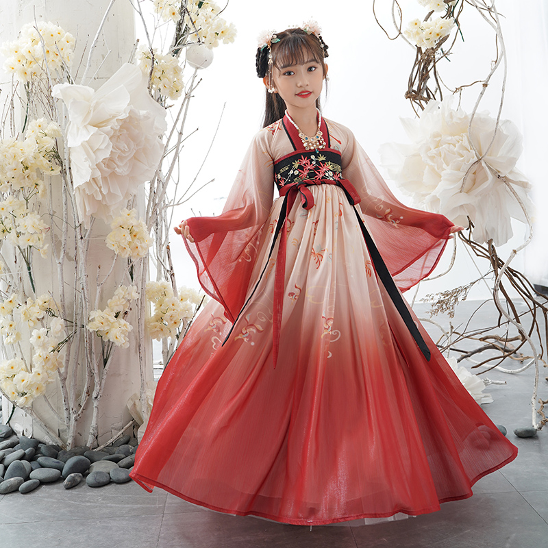 女童古装汉服超仙2025新款夏季儿童中国风襦裙，小女孩古风唐装春秋必备！