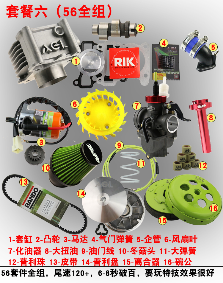 AGL56中缸套改装神器！福喜丽鹰巧格JOG鬼火RSZ酷奇迅鹰全攻略