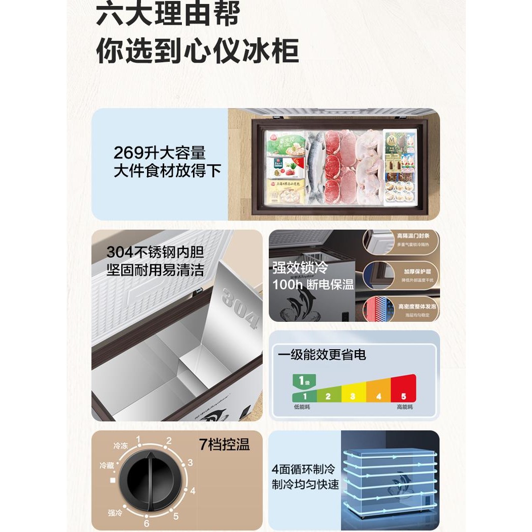 304不锈钢胆荣事达冰柜：家用小型冷冻冷藏两用神器，节能高效！