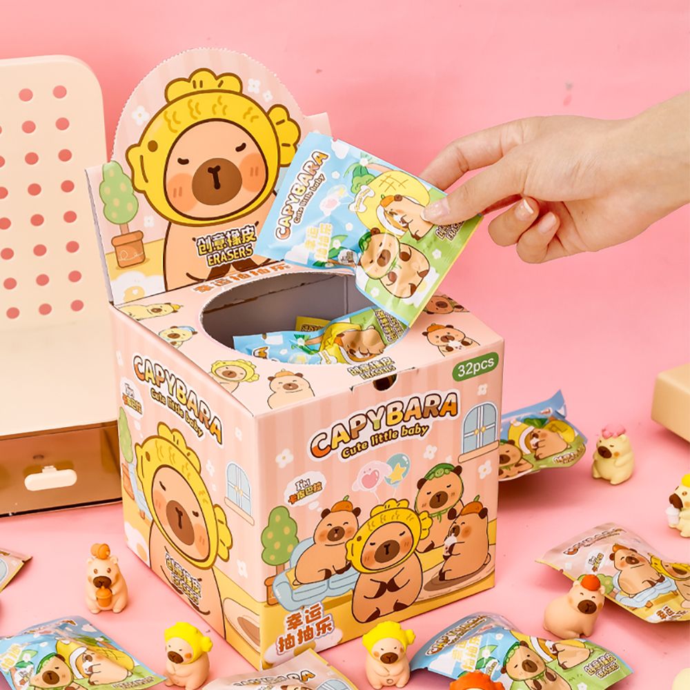 创意卡皮巴拉盲盒水豚橡皮盲袋：孩子的快乐源泉，教育的新潮流！