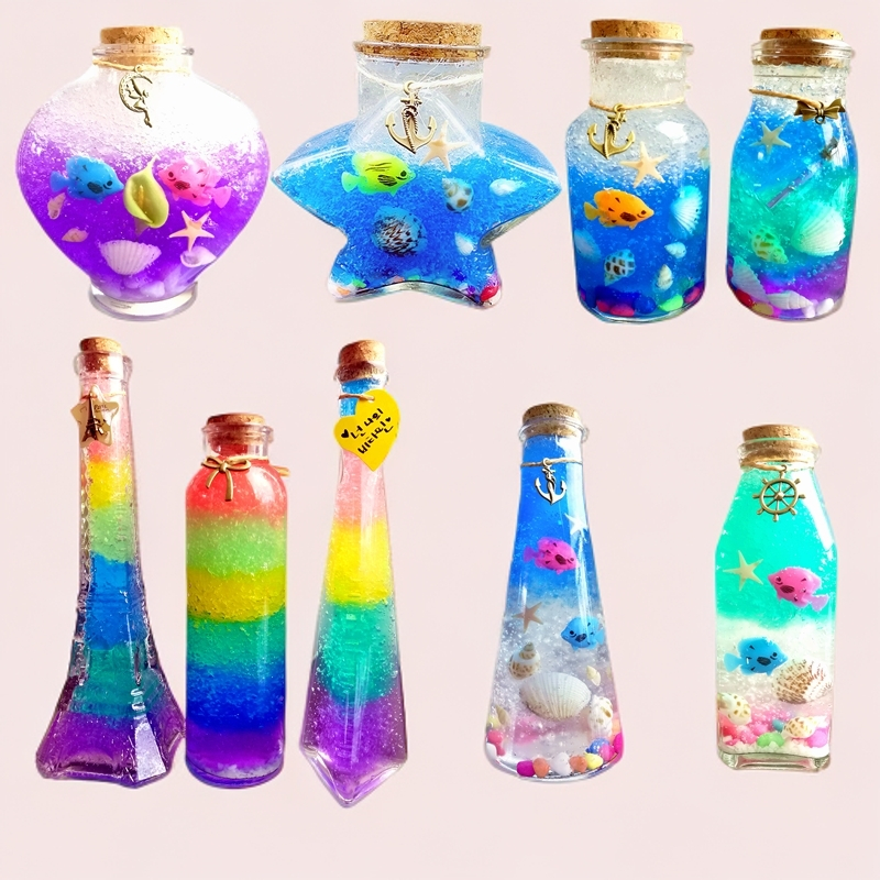 海洋宝宝水晶珠：彩虹瓶里的神奇变身！✨