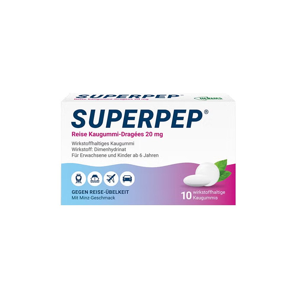 欧洲直邮德国Superpep特效晕车口香糖，旅行必备神器，告别晕车噩梦！