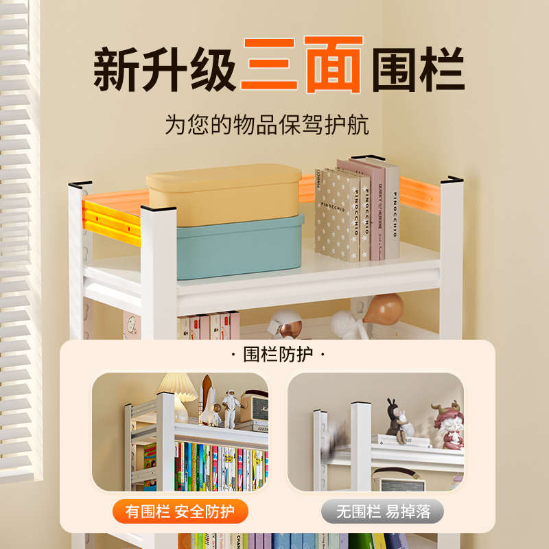 家用钢制书架围栏置物架多层落地儿童书柜铁艺收纳储物架一体靠墙，如何打造温馨书房?