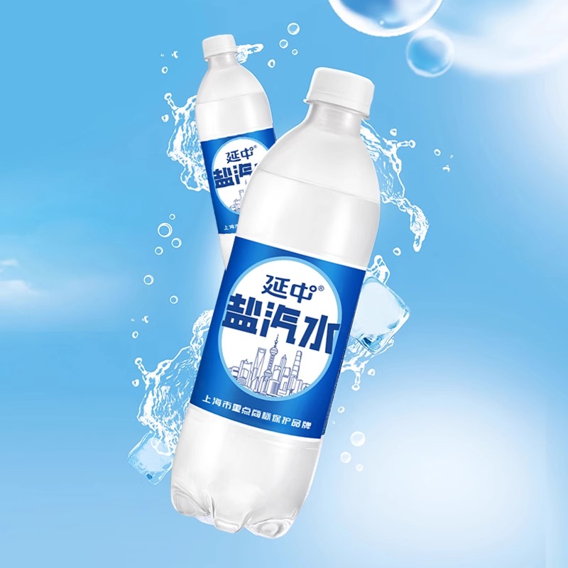 上海延中盐汽水600ml*20瓶整箱批发：炎夏必备，解渴又解腻的清凉神器！