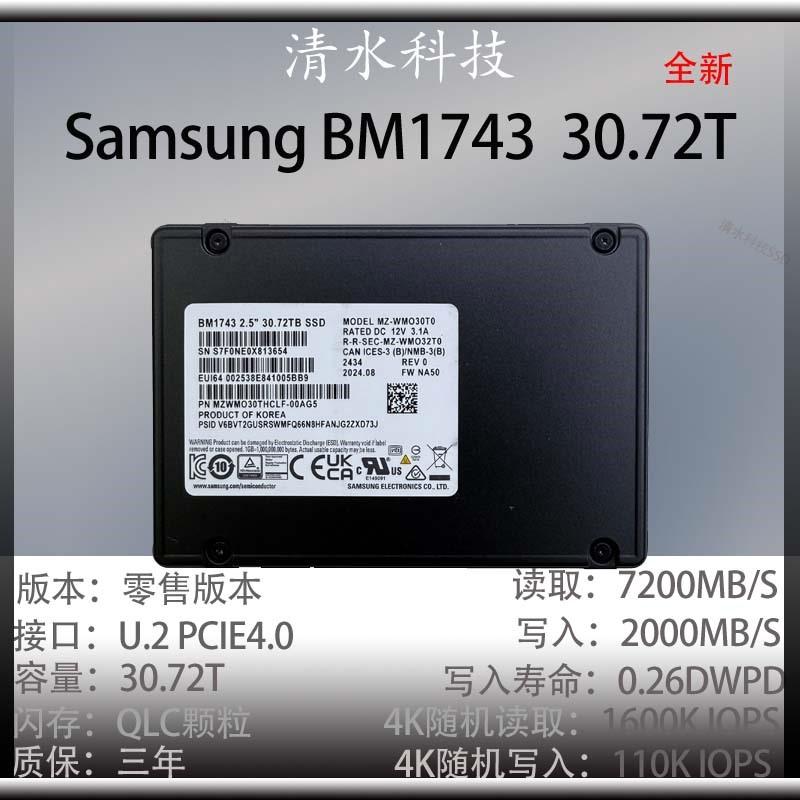 三星BM1743 30.72T U.2 PCIe4.0 NVMe固态硬盘：存储革命，大容量时代的王者归来！
