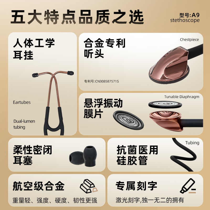 凯伦特A9听诊器：医生专用神器，儿科孕妇必备！