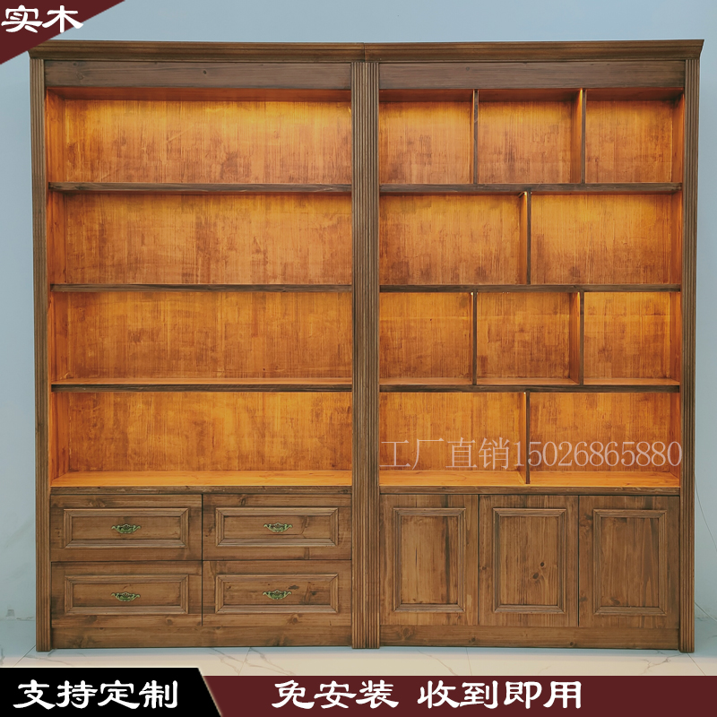 实木中式展示柜：复古盲盒茶叶酒柜，定制你的专属陈列台