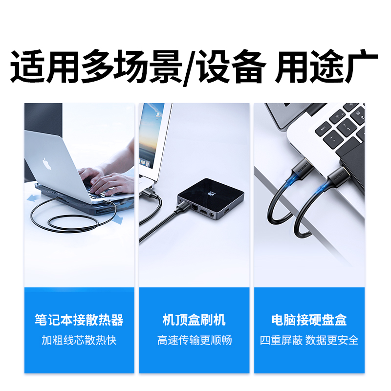 高速USB3.0双口延长线：告别杂乱，让桌面整洁如新✨