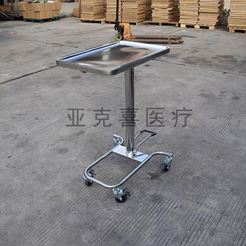 医院手术托盘推车：不锈钢加厚托盘架车带托盘，手术室必备神器！