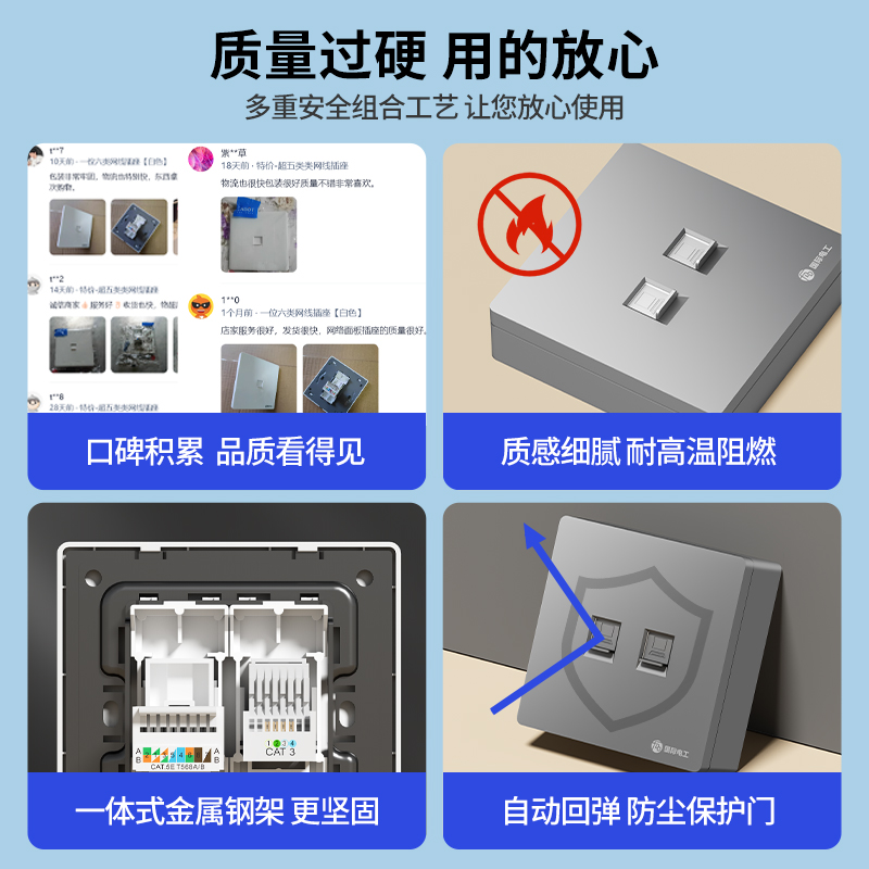 86型单电脑插座双口网络光纤电话多孔百千兆网线开关面板超五六类：智能家居的全能接口，你值得拥有！