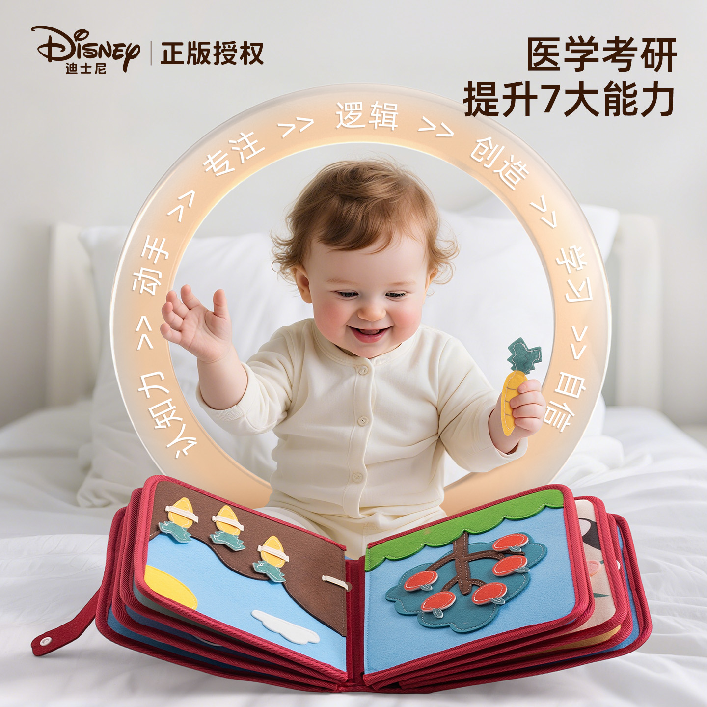 迪士尼认知益智婴幼儿布书撕撕书早教玩具，宝宝成长路上的必备神器！