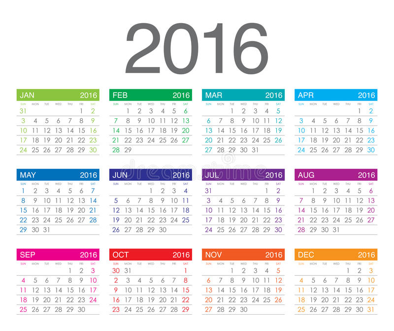 2016年日历表格A4打印版