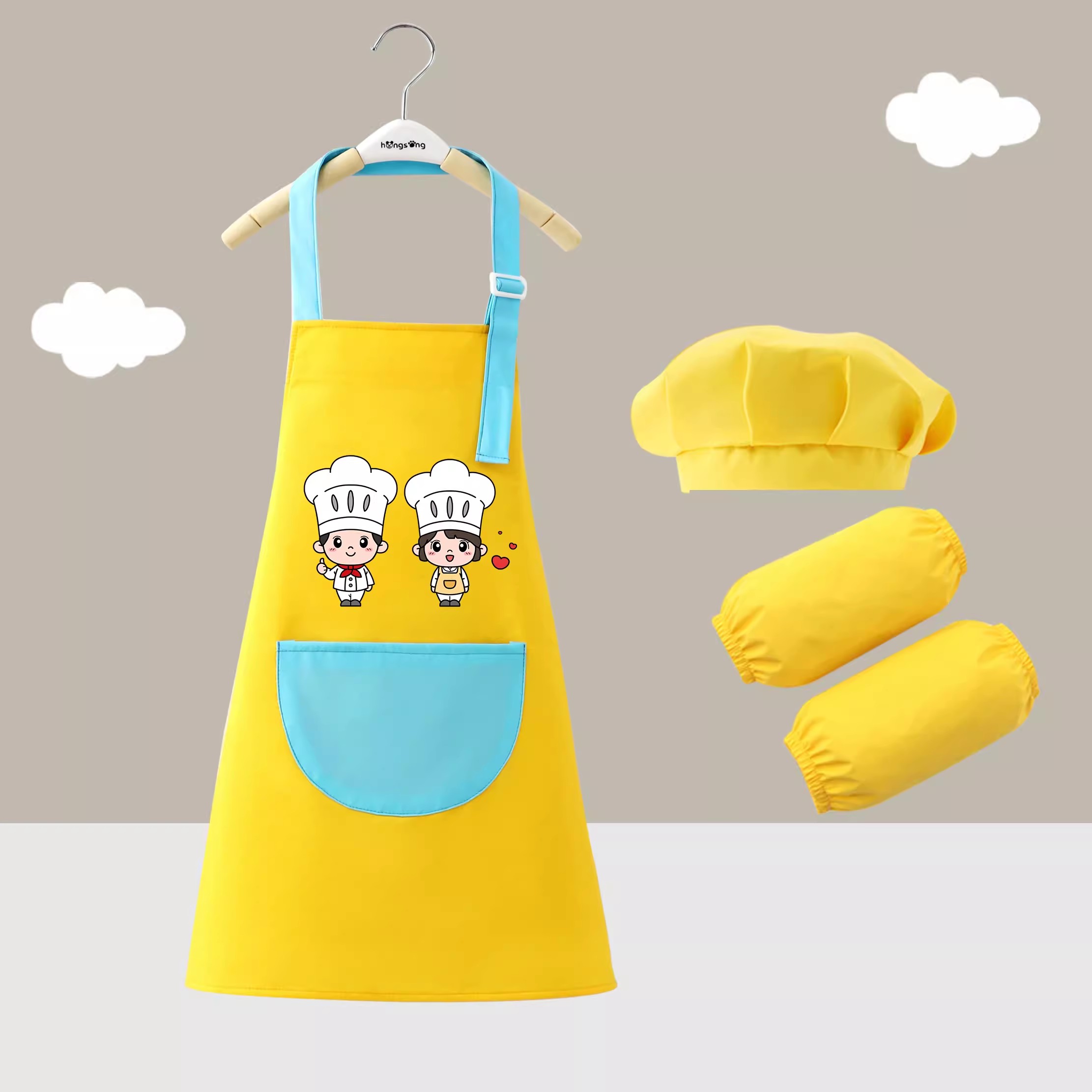 儿童全防水围裙三件套：厨房小厨师的完美装备