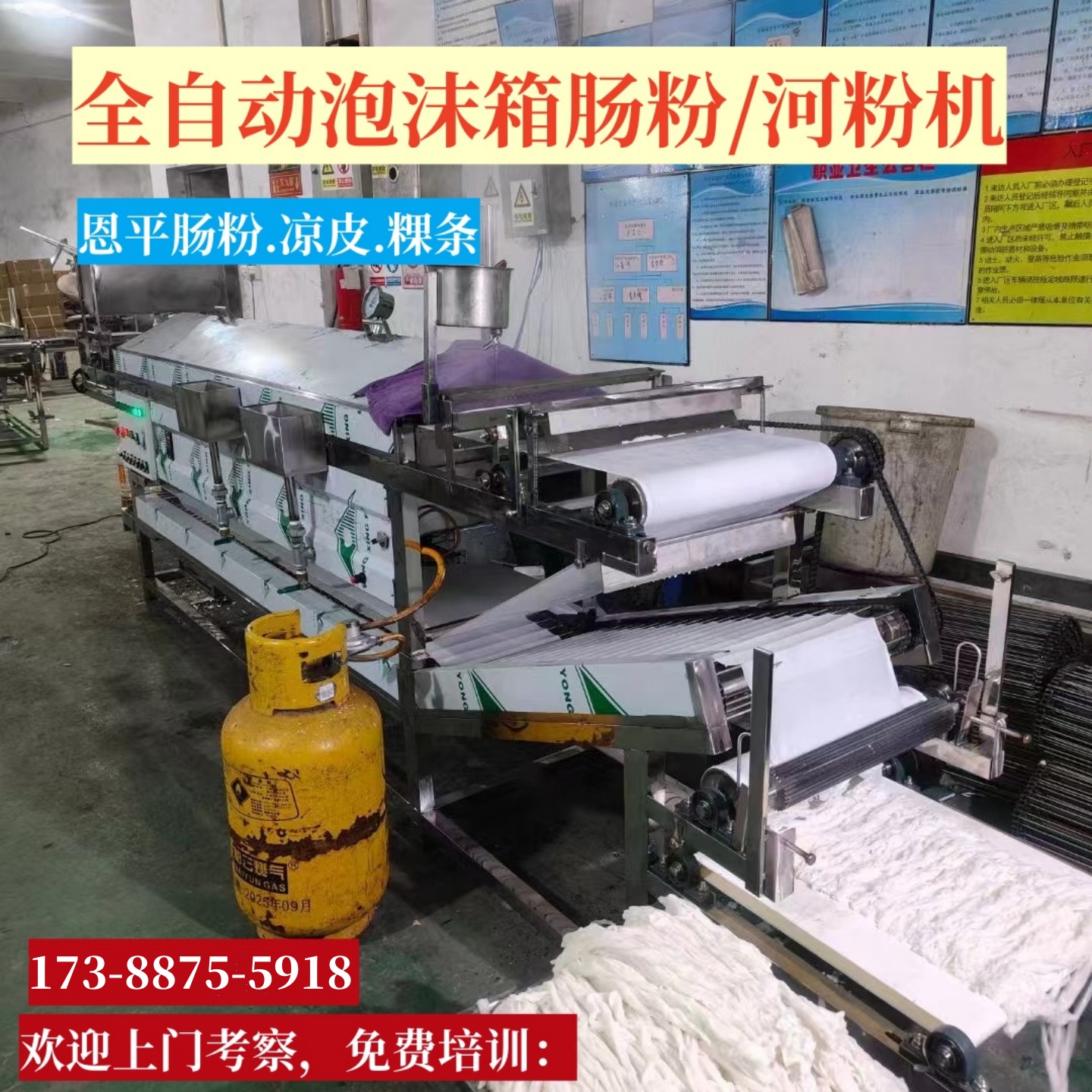 大型河粉生产线设备：全自动猪肠粉机器米皮机，自动化叠粉加工机，解锁美食新境界！