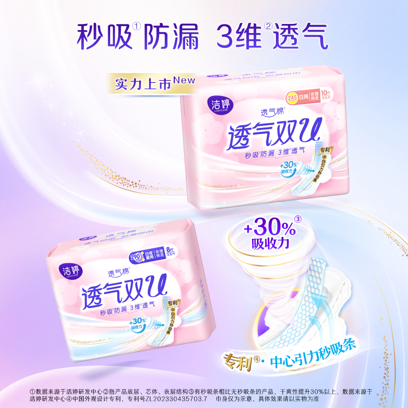 洁婷透气双U纤巧棉柔夜用卫生巾290mm 8片/包：夜间的温柔守护，让你安心入眠的秘密武器！