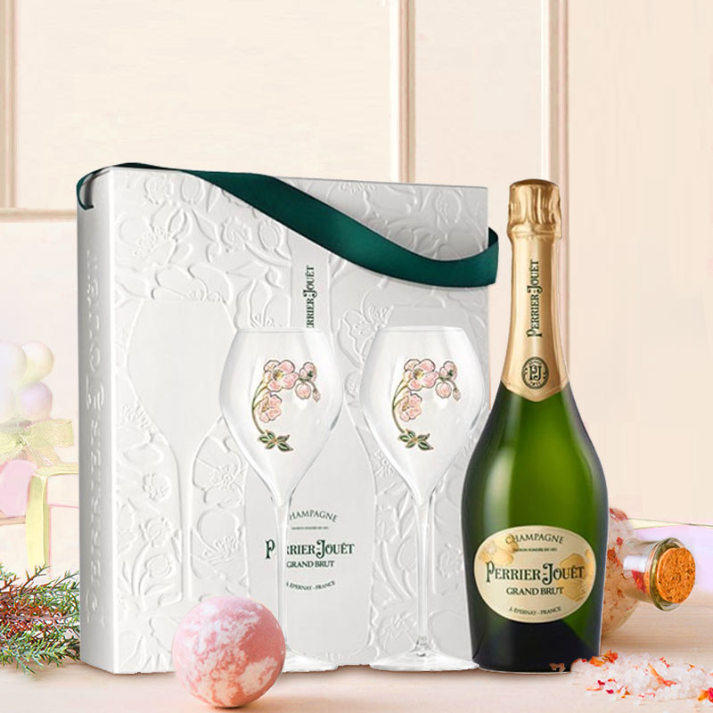 送香槟杯#法国进口Perrier Jouet巴黎之花香槟起泡酒，高档酒750ml，开启浪漫派对必备神器！