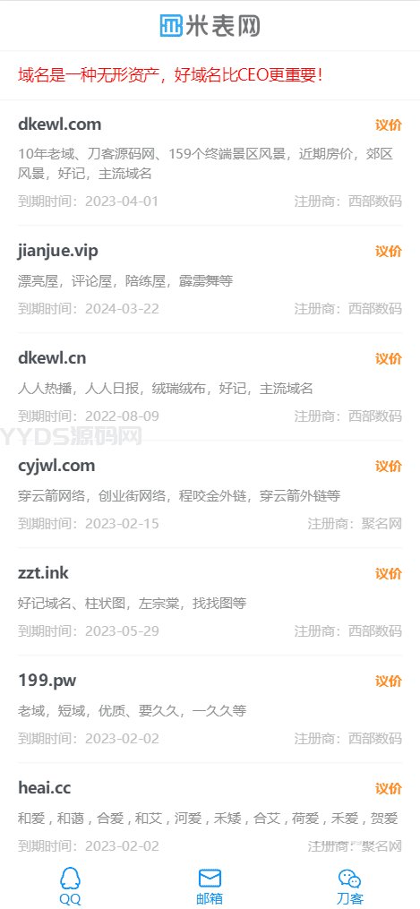 勇帅米表系统_域名展示出售系统