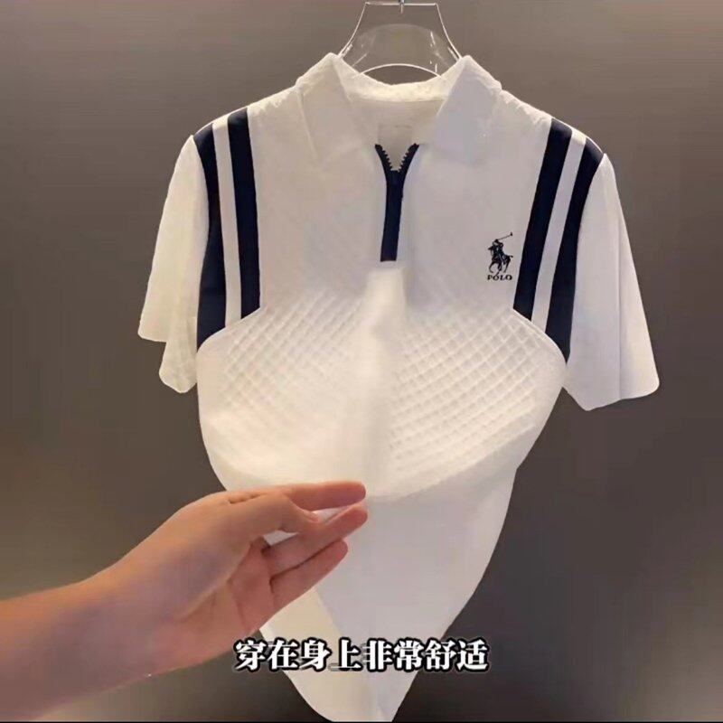 2025夏季新款潮牌欧货Polo衫，潮流新宠，翻领修身，半拉链潮男必备