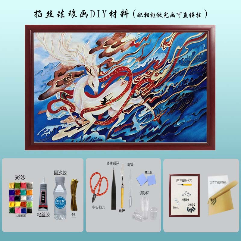 掐丝画底稿DIY：景泰蓝金丝砂画的创意手工艺术之旅