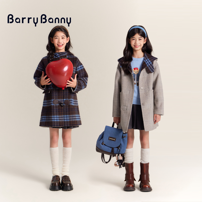 BarryBanny女童复古双面呢大衣：秋冬必备，两面穿的洋气宝贝外衣✨
