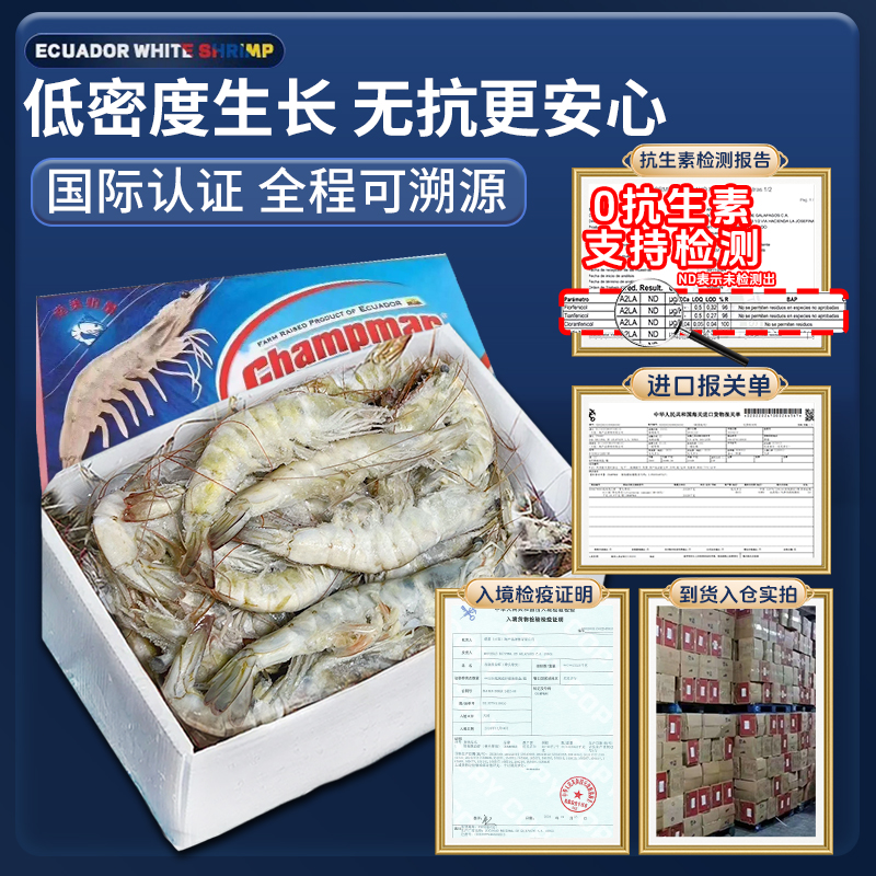 厄瓜多尔盐冻白虾：海鲜界的明星，一口鲜美，包邮到家！✨