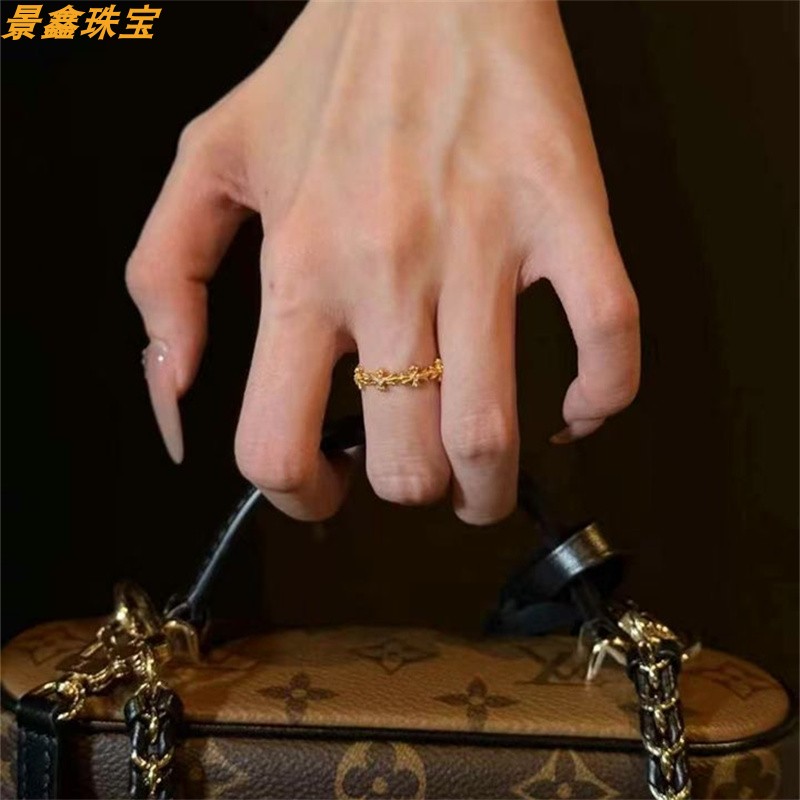 新款女款999足金罗马十字架古法黄金戒指，时尚11-22圈口，闪耀你的指尖✨