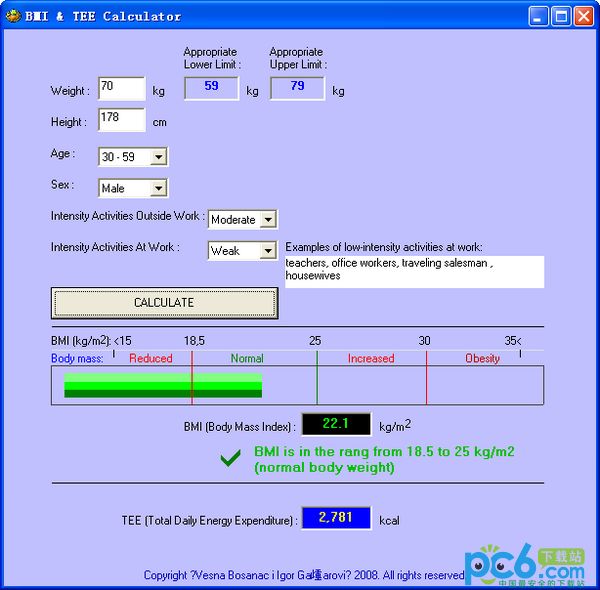 热量计算器(BMI &amp; TEE Calculator)v1.1免费版