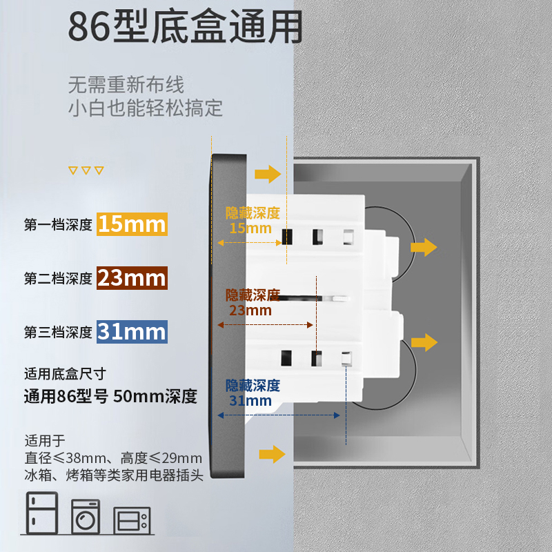 鸿雁嵌入式隐藏插座：冰箱专用的隐形美学革命！