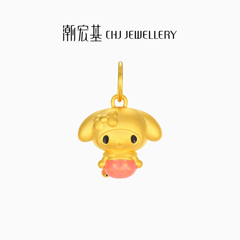 潮宏基三丽鸥黄金吊坠：5D硬金珐琅美人鱼，点亮你的时尚魅力✨