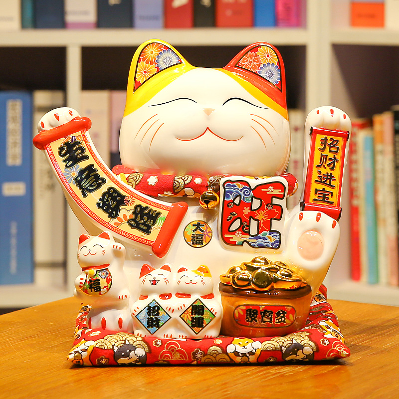 自动摇手招财猫摆件：开业必备，送礼佳选！