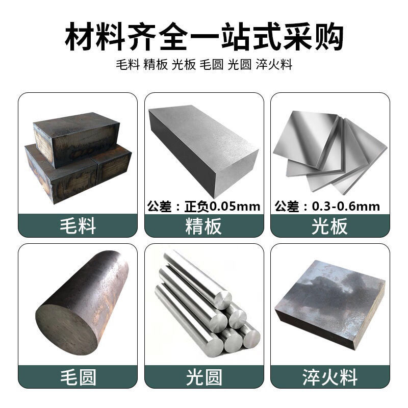 模具钢材料45#号钢板DC53 H13 718 P20圆棒钢板Cr12MoV精光板加工！这波不冲亏麻了