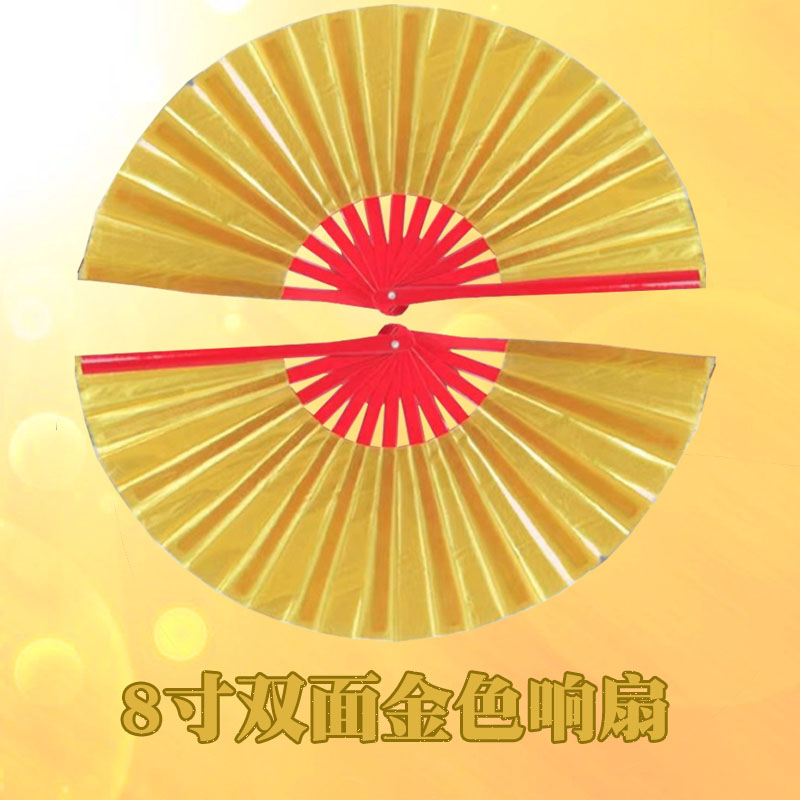 太极功夫扇响扇双面金色中国风红色折扇子8寸：舞动中国风，演绎传统美学✨