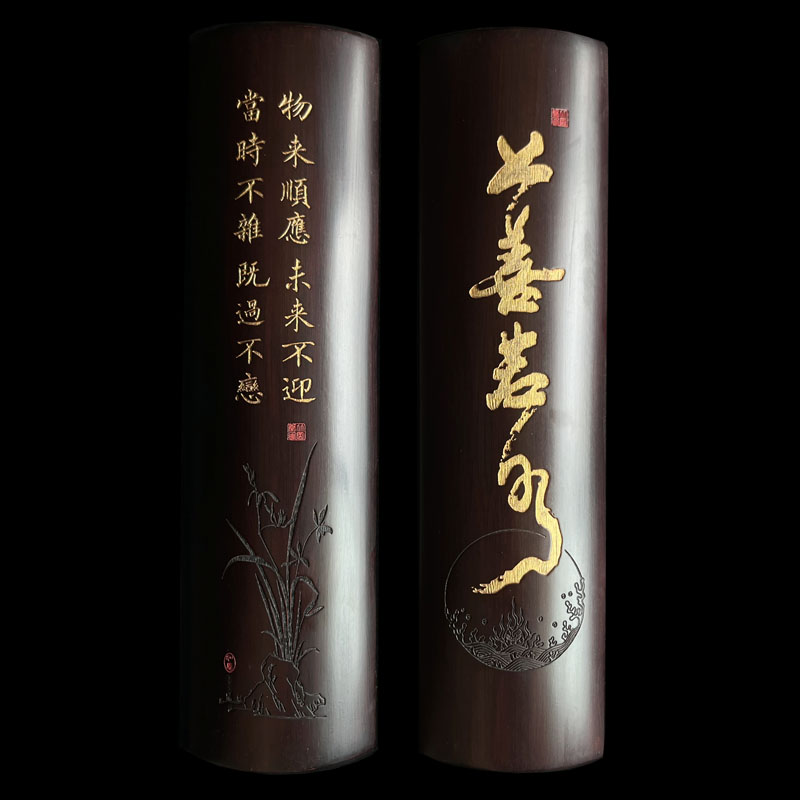 清代花鸟纹竹雕臂搁：穿越时空的艺术珍品，文房雅玩中的瑰宝