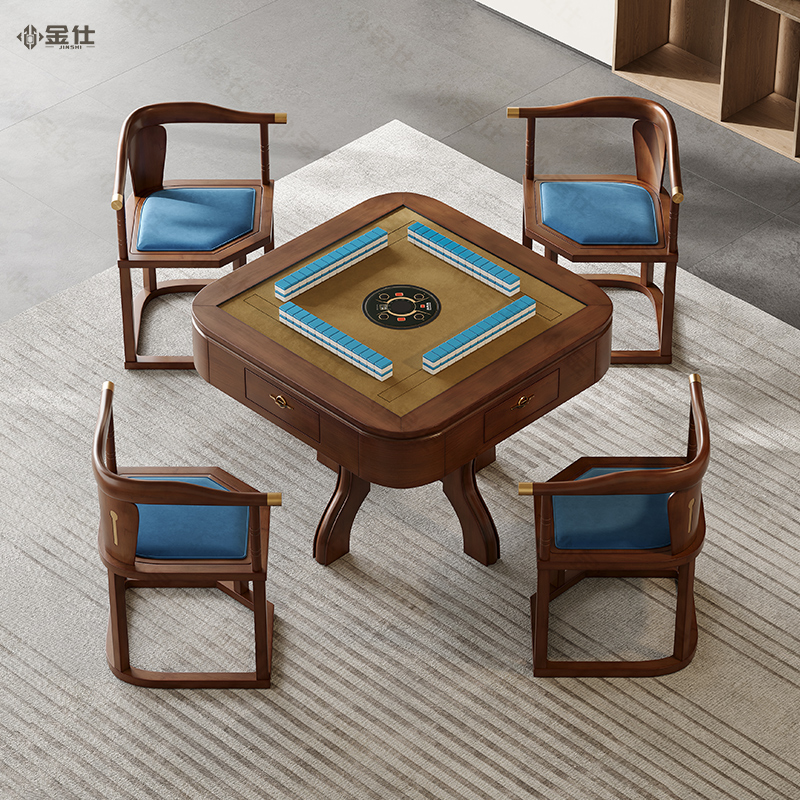 新中式圆桌麻将桌餐桌两用：全自动家用多功能静音机麻，让娱乐与生活无缝对接！