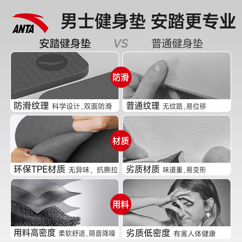 男士瑜伽垫2025：专业防滑减震，静音加厚加大加宽，居家健身新宠