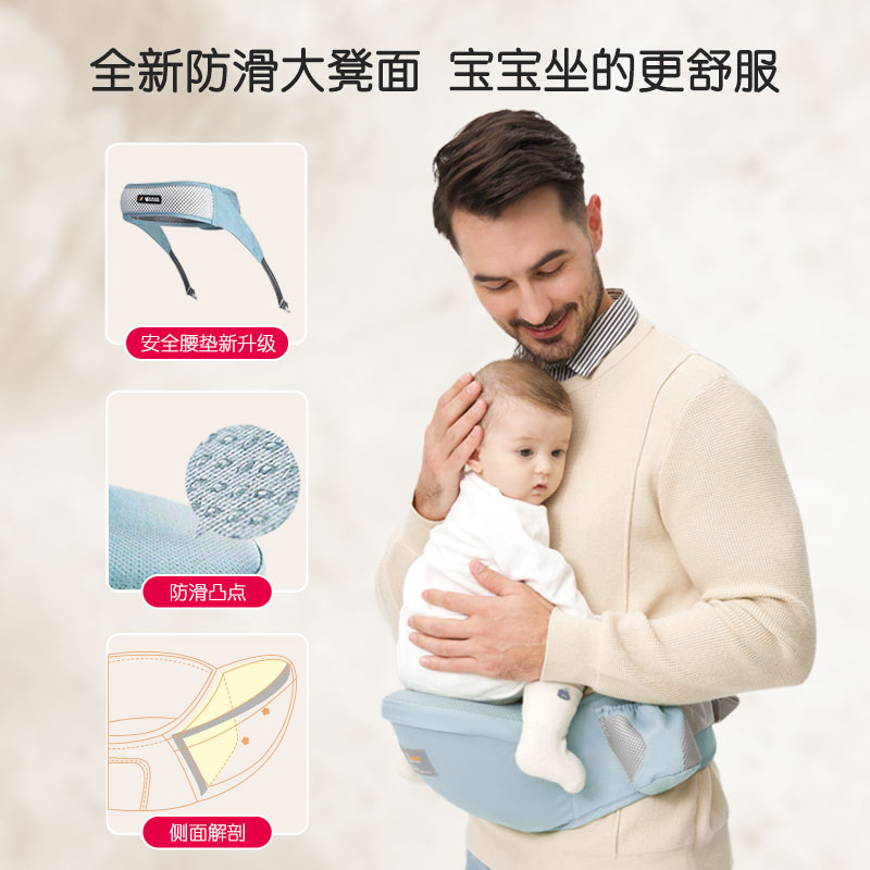 英国Baby婴儿腰凳：前抱式抱娃神器，妈妈们的四季透气护腰救星！