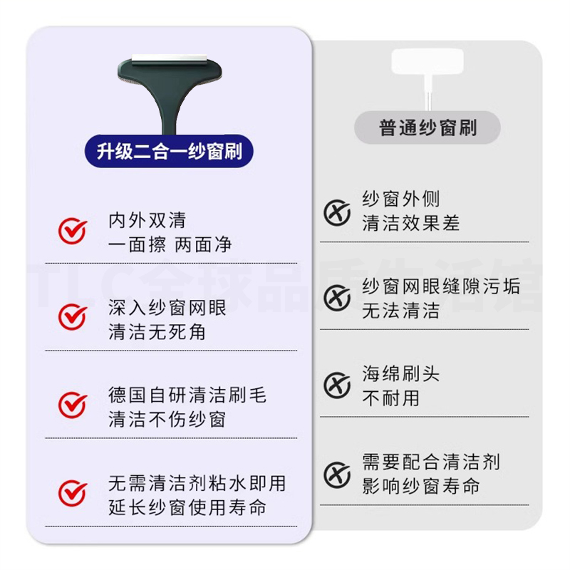 德国精工纱窗清洗神器，金刚网纱窗免拆洗清洁刷，告别脏污烦恼！