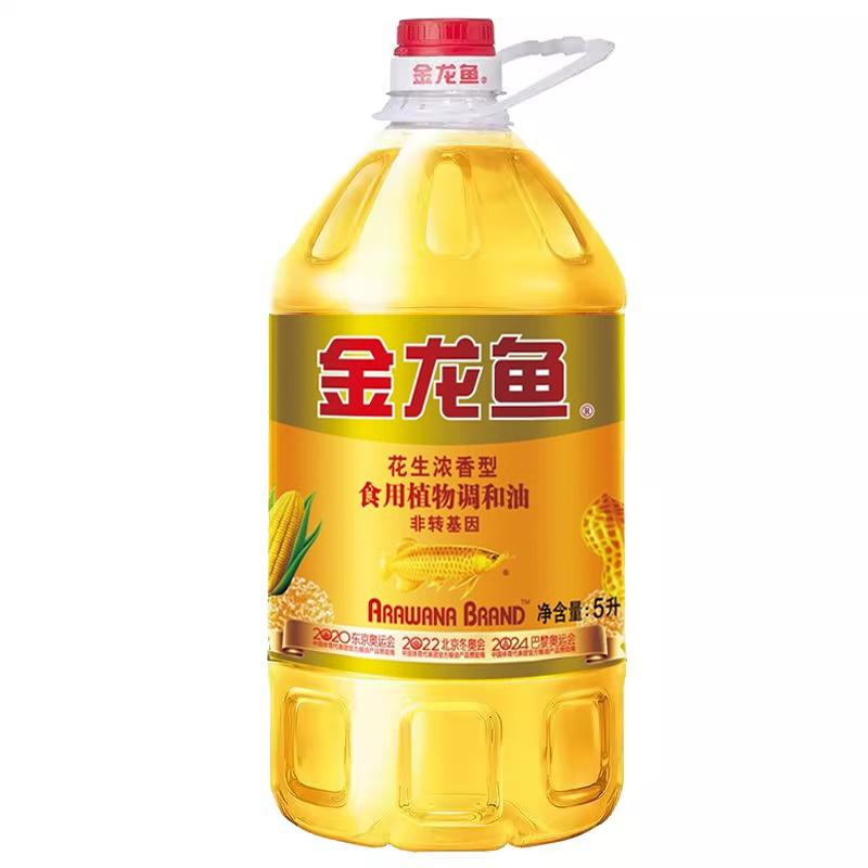 金龙鱼花生香调和油：营养健康的厨房必备神器，5L大容量，非转基因更安心！