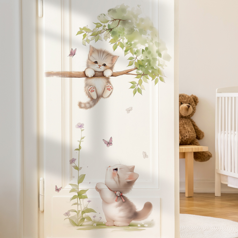卡通可爱猫咪墙贴纸：给浴室来点萌萌哒小清新，瞬间变身童话空间！